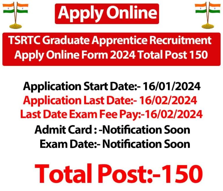 TSRTC Graduate Apprentice Recruitment Apply Online Form 2024 Total Post 150